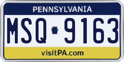 PA license plate MSQ9163