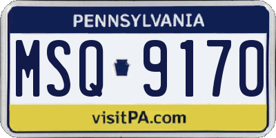 PA license plate MSQ9170