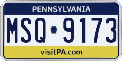 PA license plate MSQ9173
