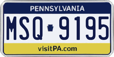 PA license plate MSQ9195