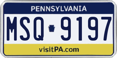 PA license plate MSQ9197