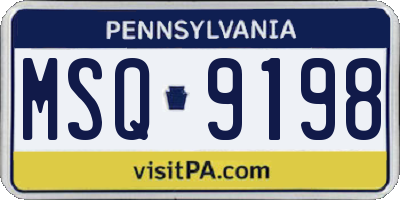 PA license plate MSQ9198
