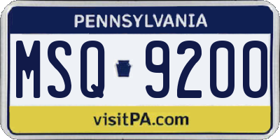 PA license plate MSQ9200