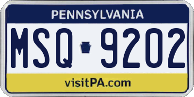 PA license plate MSQ9202