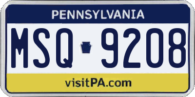 PA license plate MSQ9208