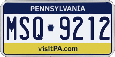 PA license plate MSQ9212