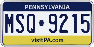 PA license plate MSQ9215