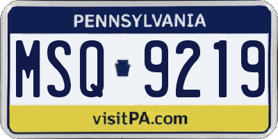 PA license plate MSQ9219