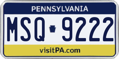 PA license plate MSQ9222