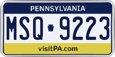 PA license plate MSQ9223