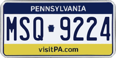 PA license plate MSQ9224