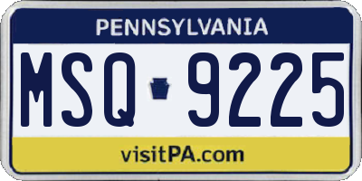 PA license plate MSQ9225