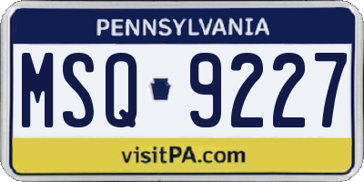 PA license plate MSQ9227