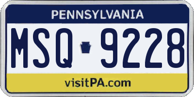 PA license plate MSQ9228
