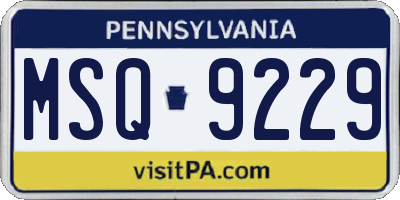 PA license plate MSQ9229