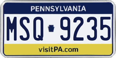 PA license plate MSQ9235