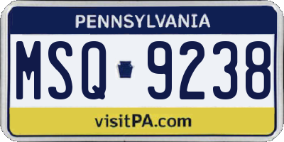 PA license plate MSQ9238