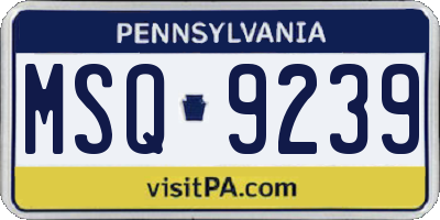 PA license plate MSQ9239