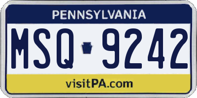 PA license plate MSQ9242