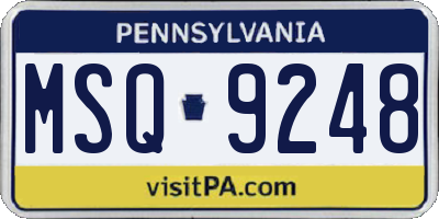 PA license plate MSQ9248