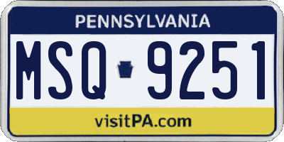 PA license plate MSQ9251