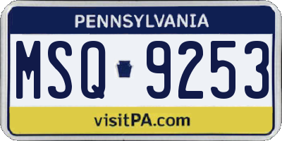PA license plate MSQ9253