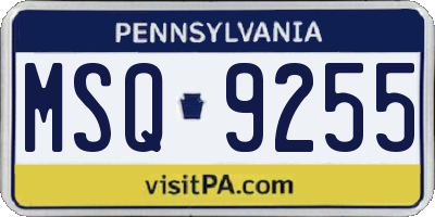 PA license plate MSQ9255