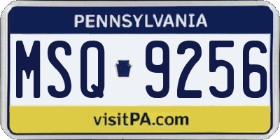 PA license plate MSQ9256