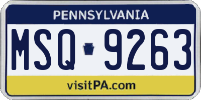PA license plate MSQ9263