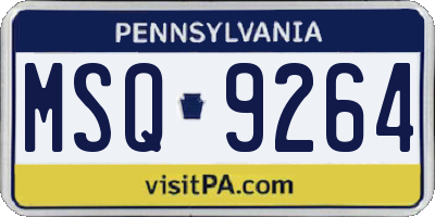 PA license plate MSQ9264