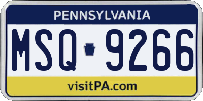 PA license plate MSQ9266