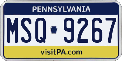 PA license plate MSQ9267