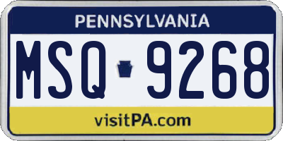 PA license plate MSQ9268