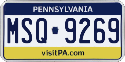 PA license plate MSQ9269