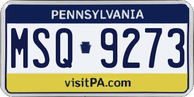 PA license plate MSQ9273