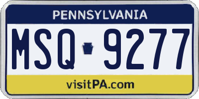 PA license plate MSQ9277