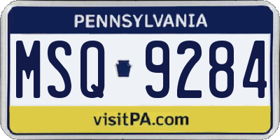 PA license plate MSQ9284