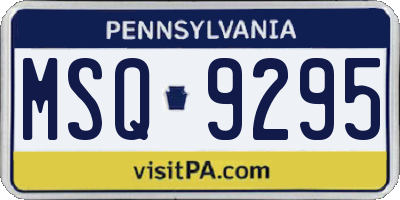 PA license plate MSQ9295