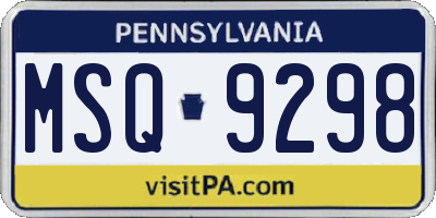 PA license plate MSQ9298