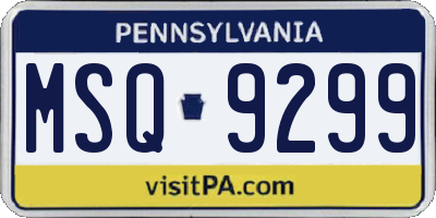 PA license plate MSQ9299
