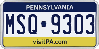 PA license plate MSQ9303
