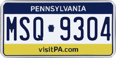 PA license plate MSQ9304