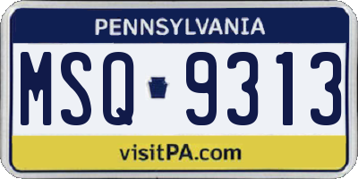 PA license plate MSQ9313