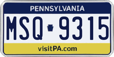 PA license plate MSQ9315