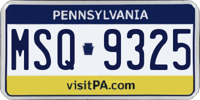 PA license plate MSQ9325