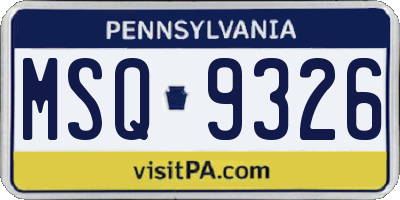 PA license plate MSQ9326
