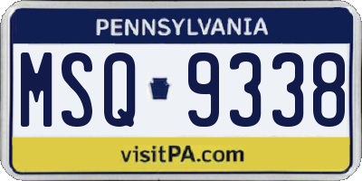 PA license plate MSQ9338