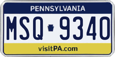 PA license plate MSQ9340
