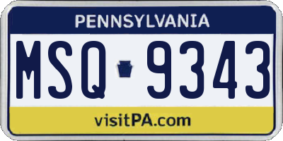 PA license plate MSQ9343