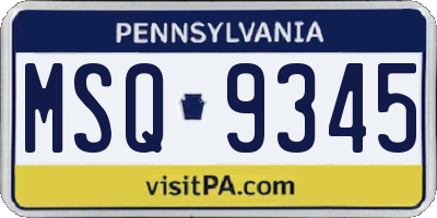 PA license plate MSQ9345